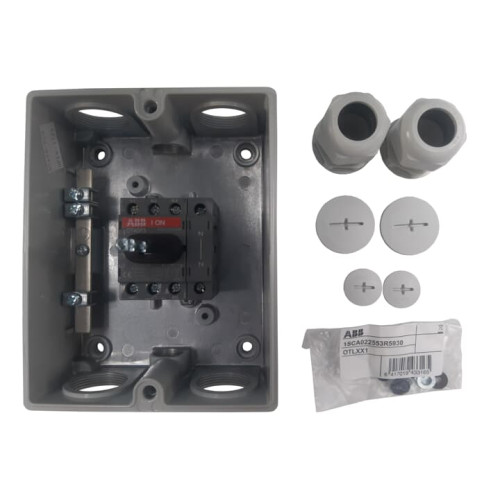 Enclosed Switch Disconnector, 3-p. 400V AC22 63A, Aluminium enclosure, Black Selector handle. Interlocked cover.