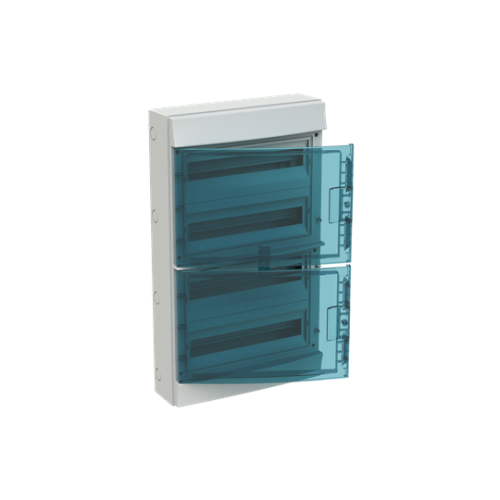 1SLM006500A1219 Consumer unit , Surface mounting, 72 modules, 4 row(s), IP65, Door: Single, Plastic, Transparent, Dimensions: 735 mm x 430 mm x 155 mm