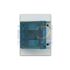 65P04X12 Consumer unit , Surface mounting, 4 modules, 1 row(s), IP65,  Door: Single, Plastic, Transparent, Dimensions: 202 mm x 152 mm x 117 mm