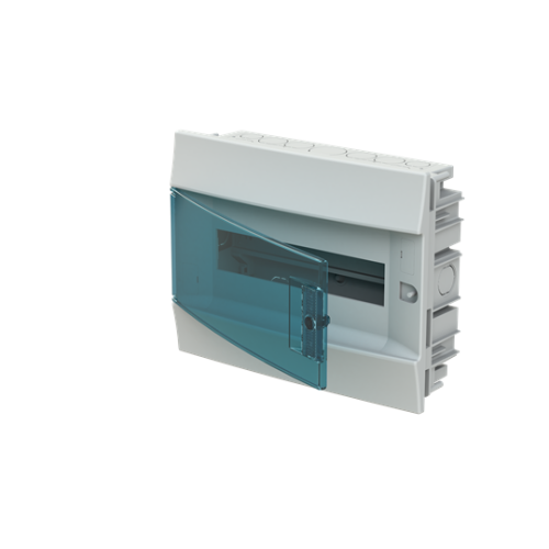 41A12X12A Consumer unit , Flush mounting, 12 modules, 1 row(s), IP41,  Door: Single, Plastic, Transparent, Dimensions: 107.000 mm x 320.000 mm x 250.000 mm