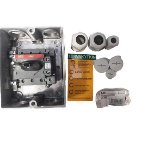 Safety switch, 4-p. 400V AC23 30A, 15kW. Aluminium enclosure. IP65. Black Round handle. Interlocked cover.