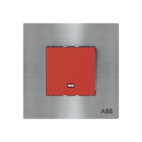 Switch 1-way Double Pole 1 gang(s), 2-pole switch with LED not exchangeable Stainless steel - Millenium