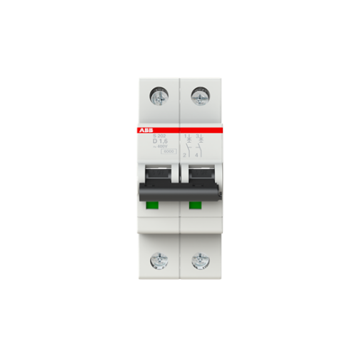 S202-D1.6 Miniature Circuit Breaker - 2P - D - 1.6 A