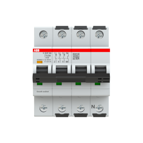 S303P-Z0.5NA Miniature Circuit Breaker - 3+NP - Z - 0.5 A