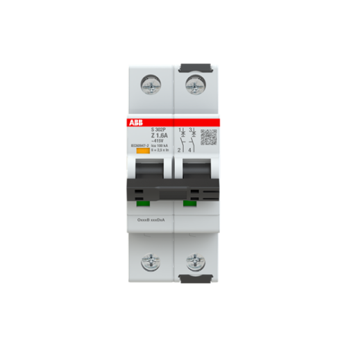 S302P-Z1.6 Miniature Circuit Breaker - 2P - Z - 1.6 A