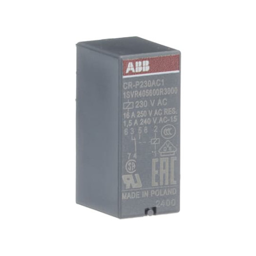 CR-P230AC1 Pluggable interface relay 1c/o, A1-A2=230VAC, 250V/16A