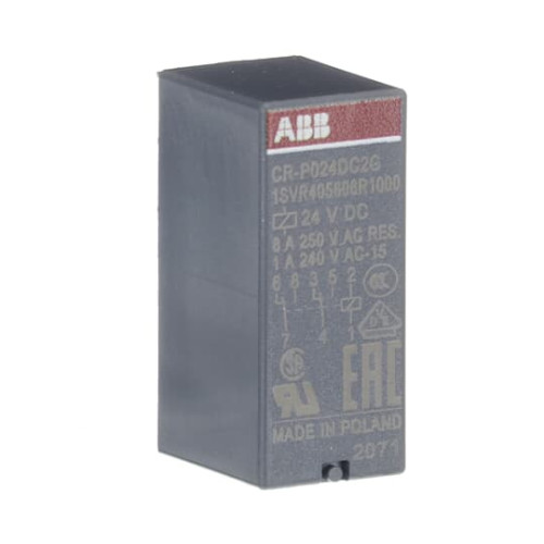 CR-P024DC2G Pluggable interface relay 2c/o,A1-A2=24VDC, 250V/8A, gold contacts