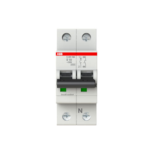 S201-D10NA Miniature Circuit Breaker - 1+NP - D - 10 A