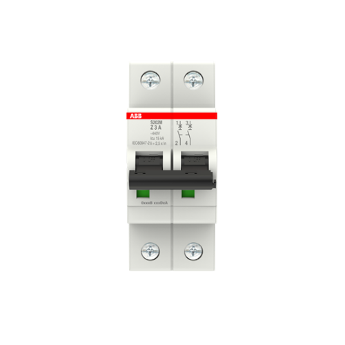 S202M-Z3 Miniature Circuit Breaker - 2P - Z - 3 A