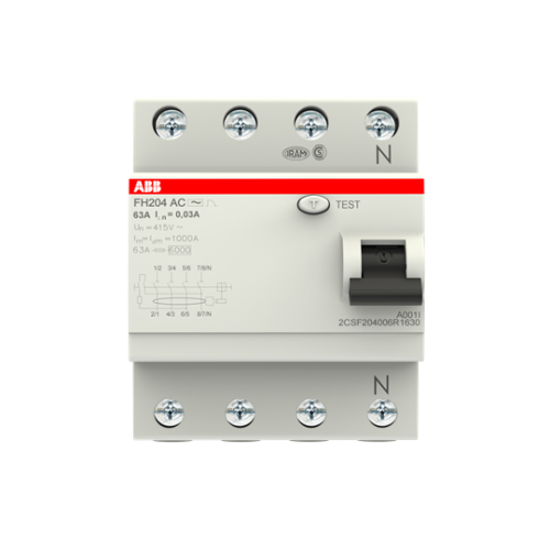 FH204 AC-63/0.03 Residual Current Circuit Breaker 4P Type AC 30 mA
