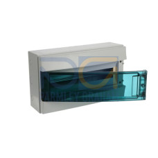 65P18X12 Consumer unit , Surface mounting, 18 modules, 1 row(s), IP65, Door: Single, Plastic, Transparent, Dimensions: 250 mm x 430 mm x 155 mm