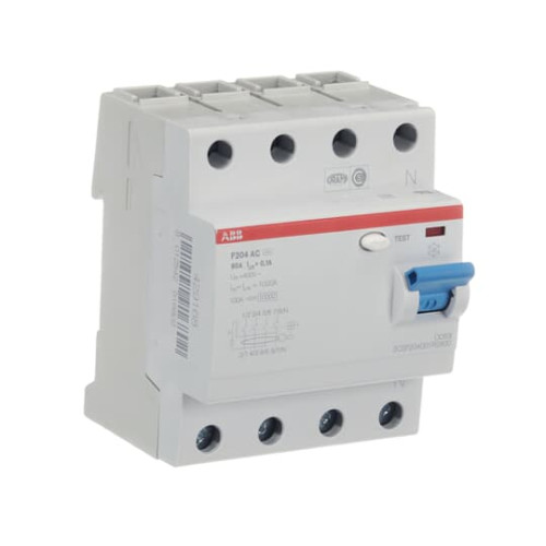 F204 AC-80/0.1 Residual Current Circuit Breaker 4P Type AC 100 mA
