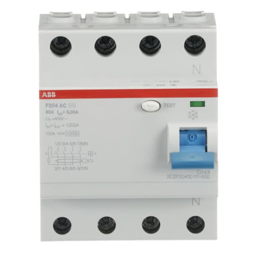 F204 AC-63/0.03 Residual Current Circuit Breaker 4P Type AC 30 mA