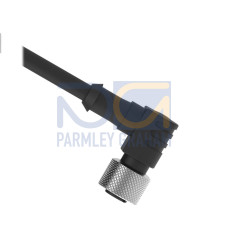 Cordset: Single Ended M12, 5-pin Right Angle Female Connector, 9 m (29.53 ft) 5x22 Shielded Black PVC Jacket, Nickel-Plated Brass Coupling Nut