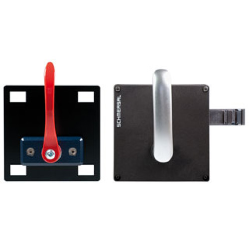 Safety Switch Actuator For Hinged Guard, Electronic Contact Free, Coded System, Separate Actuator/Handle, RFID/CSS Technology, Door Hinge On Left Hand Side With Door Handle & Emergency Exit