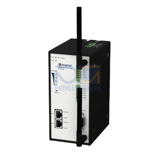 Anybus WLAN AP IP30 EU a/b/g/n - Wireless LAN Access Point, 2xRJ45 Gigabit 10/100/1000 Base-T (Dual antenna, Dual Power Supply 12-48VDC)