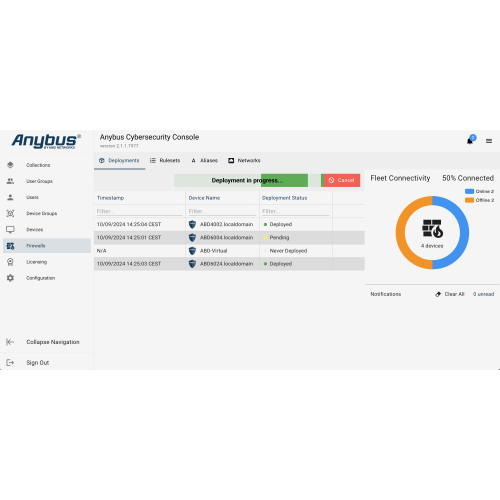 Anybus Cybersecurity Console - 3 assets