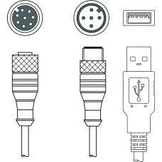 The Connection cable from . Suitable for: LSIS 223 series stationary 2D-code readers; Suitable for interface: USB; Connection 1: Connector, M12, Axial, Male, A-coded, 5 -pin; Connection 2: Connector