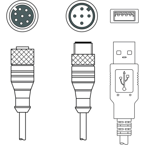 The Connection cable from . Suitable for: LSIS 223 series stationary 2D-code readers; Suitable for interface: USB; Connection 1: Connector, M12, Axial, Male, A-coded, 5 -pin; Connection 2: Connector