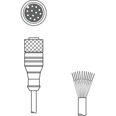 The Connection cable from . Connection 1: Connector, M12, Axial, Female, A-coded, 12 -pin; Connection 2: Open end; Shielded: Yes; Cable length: 2.000 mm; Sheathing material: PUR;