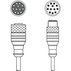 The Interconnection cable from . Connection 1: Connector, M12, Axial, Female, A-coded, 12 -pin; Connection 2: Connector, M12, Axial, Male, A-coded, 12 -pin; Shielded: Yes; Cable length: 2.000 mm; Sh