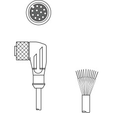 Connection cable Connection 1: Connector, M12, Angled, Female, A-coded, 12 -pin; Connection 2: Open end; Shielded: Yes; Cable length: 5,000 mm; Sheathing material: PUR