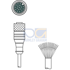 Connection 1: Connector, M12, Female, A-coded, 17 -pin; Connector, LED: No; Connection 2: Open end; Shielded: No; Cable length: 3.000 mm; Sheathing material: PUR
