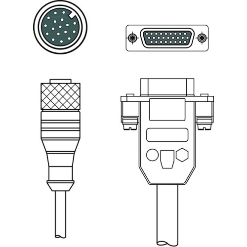 The Interconnection cable from . Suitable for: BCL 900i series bar code reader; Connection 1: Connector, M12, Axial, Female, A-coded, 17 -pin; Connection 2: Sub-HD, Axial, Male, 25 -pin; Shielded: Y
