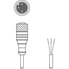 The Connection cable from . Connection 1: Connector, M12, Axial, Female, A-coded, 3 -pin; Connection 2: Open end; Shielded: No; Cable length: 2.000 mm; Sheathing material: PUR;