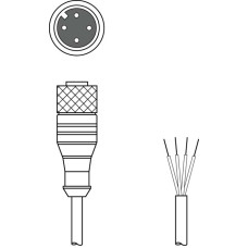 Connection cable Connection 1: Connector, M12, Axial, Female, A-coded, 4 -pin; Connection 2: Open end; Shielded: No; Cable length: 5,000 mm; Sheathing material: PUR