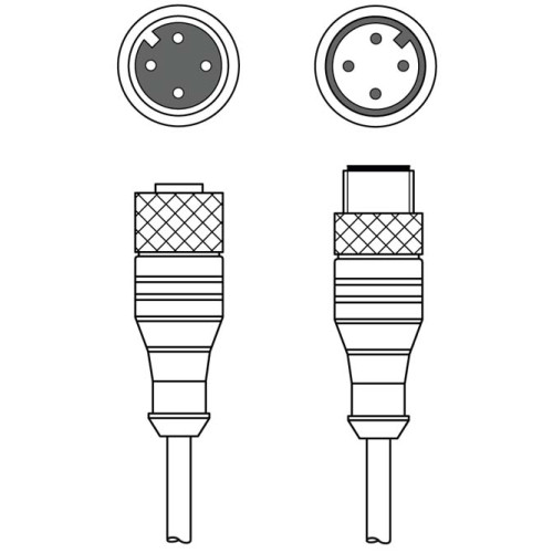 The Interconnection cable from .  Connection 1: Connector, M12, Axial, Female, A-coded, 4 -pin; Connection 2: Connector, M12, Axial, Male, A-coded, 4 -pin; Shielded: No; Cable length: 20,000 mm; She