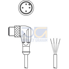 Connection 1: Connector, M12, Angled, Male, A-coded, 4 -pin; Connector, LED: No; Connection 2: Open end; Shielded: No; Cable length: 2.000 mm; Sheathing material: PVC