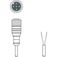 The Connection cable from .  Suitable for interface: PROFIBUS DP; Connection 1: Connector, M12, Axial, Female, B-coded, 4 -pin; Connection 2: Open end; Shielded: Yes; Cable length: 5,000 mm; Sheathi