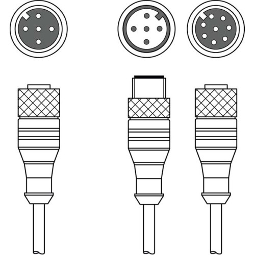 The Interconnection cable from . Suitable for: CML700i light curtains; Connection 1: Connector, M12, Axial, Female, A-coded, 5 -pin; Connection 2: Connector, M12, Axial, Male, A-coded, 5 -pin; Conne