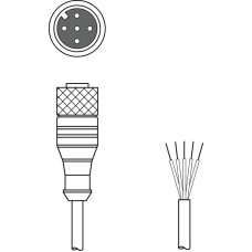Connection cable Connection 1: Connector, M12, Axial, Female, A-coded, 5 -pin; Connection 2: Open end; Shielded: No; Cable length: 5,000 mm; Sheathing material: PVC