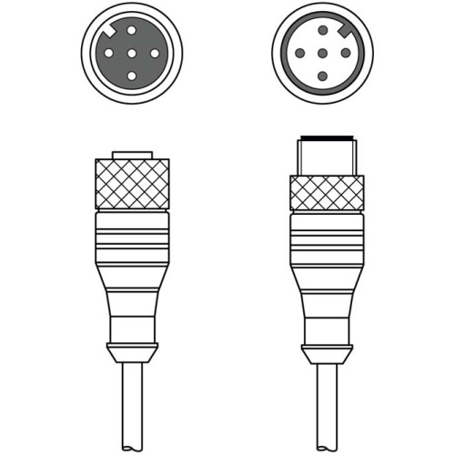 The Interconnection cable from .  Connection 1: Connector, M12, Axial, Female, A-coded, 5 -pin; Connection 2: Connector, M12, Axial, Male, A-coded, 5 -pin; Shielded: No; Cable length: 10,000 mm; She