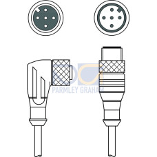 The Interconnection cable from . Connection 1: Connector, M12, Axial, Female, A-coded, 5 -pin; Connection 2: Connector, M12, Axial, Male, A-coded, 5 -pin; Shielded: Yes; Cable length: 2,000 mm; She