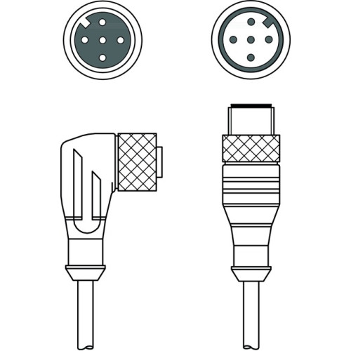 The Interconnection cable from . Connection 1: Connector, M12, Axial, Female, A-coded, 5 -pin; Connection 2: Connector, M12, Axial, Male, A-coded, 5 -pin; Shielded: Yes; Cable length: 2,000 mm; She