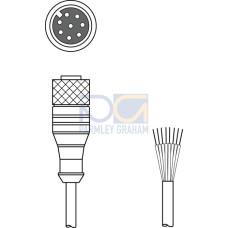 Connection cable Connection 1: Connector, M12, Axial, Female, A-coded, 8 -pin; Connection 2: Open end; Shielded: Yes; Cable length: 10,000 mm; Sheathing material: PUR