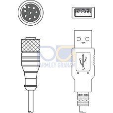 The Connection cable from . Suitable for interface: USB; Connection 1: Connector, M12, Axial, Female, A-coded, 8 -pin; Connection 2: USB; Shielded: Yes; Cable length: 3.000 mm; Sheathing material: P