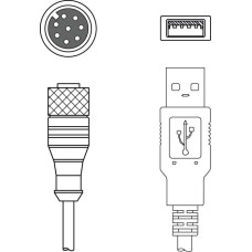 The Connection cable from . Suitable for interface: USB; Connection 1: Connector, M12, Axial, Female, A-coded, 8 -pin; Connection 2: USB; Shielded: Yes; Cable length: 3.000 mm; Sheathing material: P
