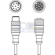 The Interconnection cable from . Connection 1: Connector, M12, Axial, Female, A-coded, 8 -pin; Connection 2: Connector, M12, Axial, Male, A-coded, 8 -pin; Shielded: Yes; Cable length: 2,000 mm; She
