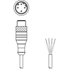 Connection cable Suitable for interface: Ethernet; Connection 1: Connector, M12, Axial, Male, D-coded, 4 -pin; Connection 2: Open end; Shielded: Yes; Cable length: 5,000 mm; Sheathing material: PUR