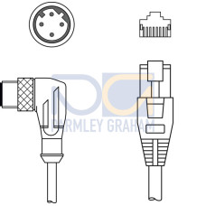 The Interconnection cable from . Suitable for interface: Ethernet; Connection 1: Connector, M12, Angled, Male, D-coded, 4 -pin; Connection 2: RJ45; Shielded: Yes; Cable length: 15,000 mm; Sheathing