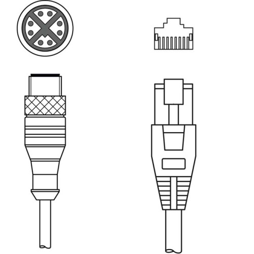 Suitable for interface: Ethernet; Connection 1: Connector, M12, Axial, Male, X-coded, 8 -pin; Connection 2: RJ45; Shielded: Yes; Cable length: 2,000 mm; Sheathing material: PUR