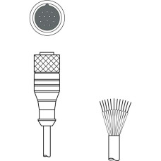 The Connection cable from . Connection 1: Connector, M23, Axial, Female, A-coded, 12 -pin; Connection 2: Open end; Shielded: No; Cable length: 5,000 mm; Sheathing material: PUR