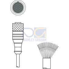 The Connection cable from . Connection 1: Connector, M23, Axial, Female, A-coded, 19 -pin; Connection 2: Open end; Shielded: No; Cable length: 10,000 mm; Sheathing material: PUR