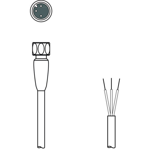 Connection 1: Connector, M8, Axial, Female, A-coded, 4 -pin; Connector, LED: No; Connection 2: Open end; Shielded: No; Cable length: 2.000 mm; Sheathing material: TPE