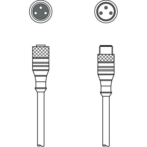 The Interconnection cable from . Connection 1: Connector, M8, Axial, Female, A-coded, 3 -pin; Connection 2: Connector, M8, Axial, Male, A-coded, 3 -pin; Shielded: No; Cable length: 2.000 mm; Sheathi