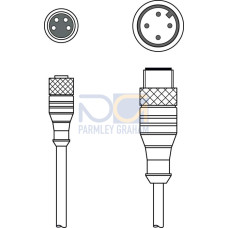 Interconnection cable Connection 1: Connector, M12, Axial, Male, A-coded, 4 -pin; Connection 2: Connector, M8, Axial, Female, 4 -pin; Shielded: No; Cable length: 300 mm; Sheathing material: PVC